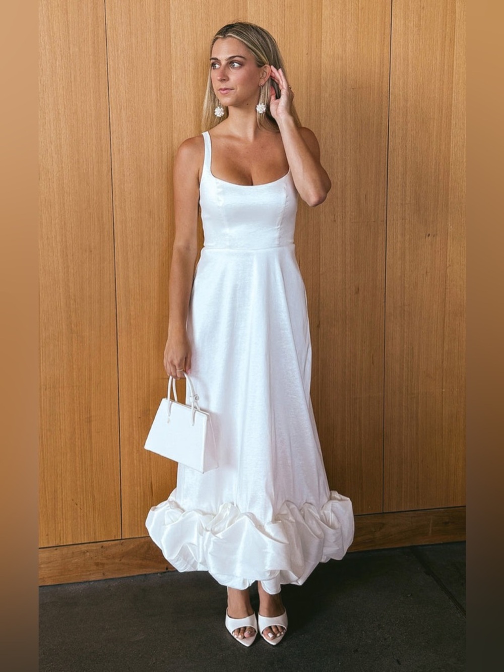 Show Me Your Mumu Rebecca Midi Dress size Medium M White Taffeta NWOT